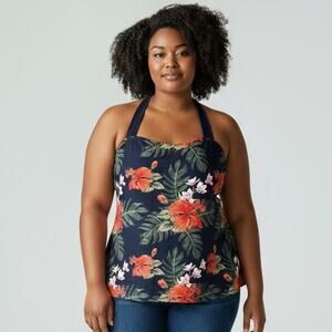 NWT Juregece Swim Top Women's 2XL Floral Hibiscus Swim Top Racerback